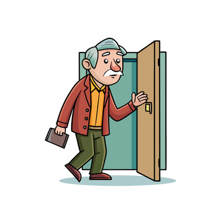 cartoonish old man arrivingのイラスト素材
