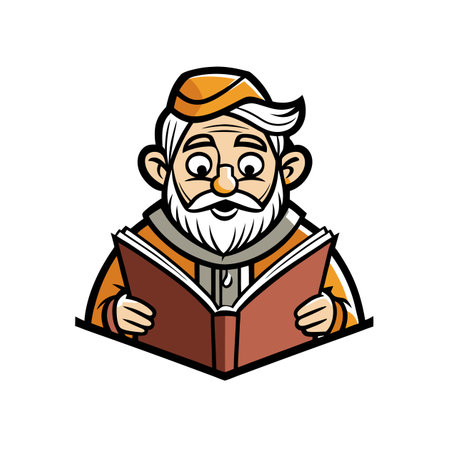 art deco old man enjoying readingのイラスト素材