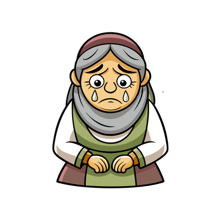 old woman weeping sadlyのイラスト素材