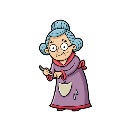 Elderly Woman in a Trimming Momentのイラスト素材