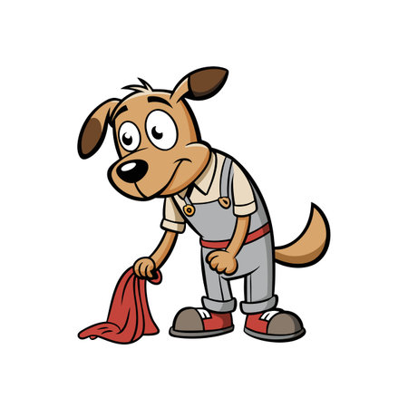 Artistic Retro Dog Cleaning Illustrationのイラスト素材