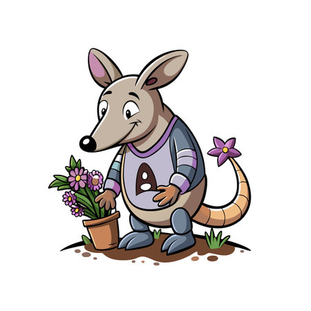Retro Gardening Aardvark Designのイラスト素材