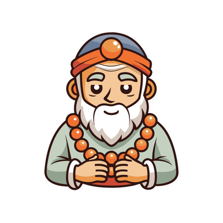 old man concentrating thoughtfullyのイラスト素材