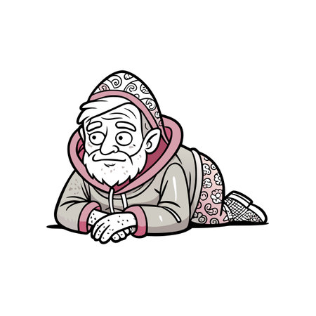 old man in peaceful lying positionのイラスト素材