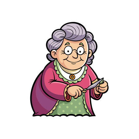 Trimming Scene with an Elderly Womanのイラスト素材