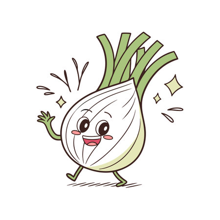 Cheerful Cartoon Fennel Bulb Characterのイラスト素材