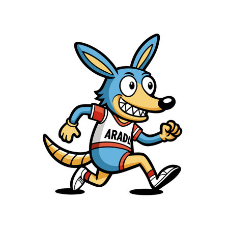 Charming Retro Aardvark Jogging Artのイラスト素材