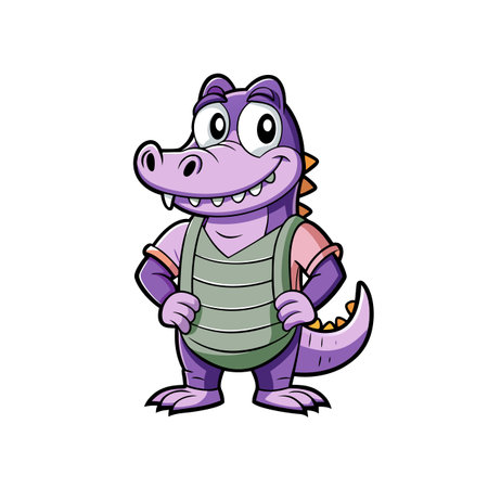 Creative Alligator Panting Line Vector Artのイラスト素材