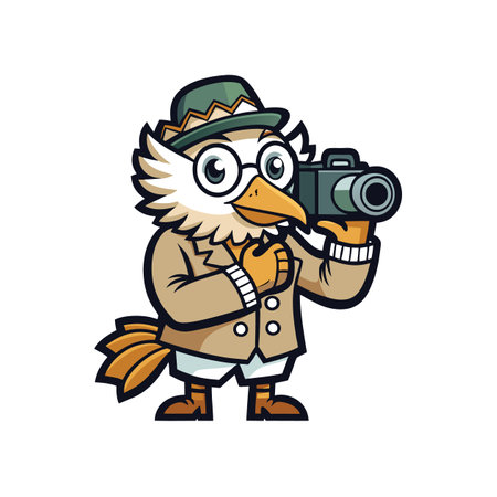 Photographing Albatross Sketch Illustrationのイラスト素材