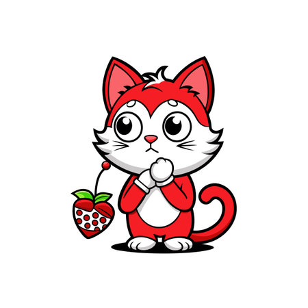 Unique Line Art Cat Character Illustrationのイラスト素材