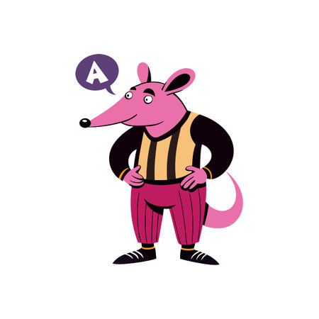 Charming Aardvark Character in Art Decoのイラスト素材