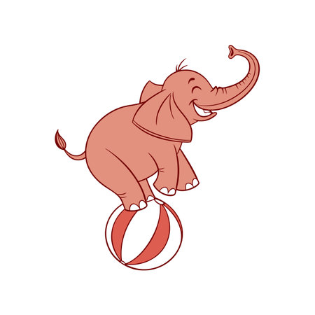 Charming Cartoon Brick Red Elephantのイラスト素材