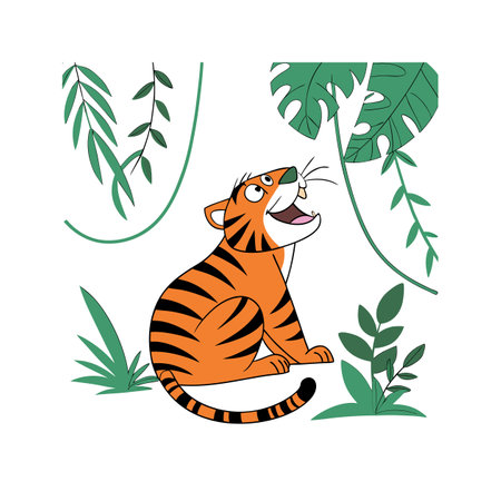 Charming Cartoon Bright Orange Tigerのイラスト素材