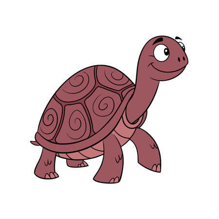 Joyful Cartoon Maroon Tortoiseのイラスト素材