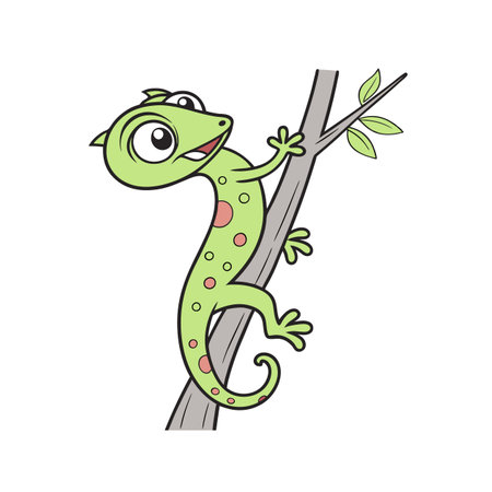 Vibrant Neon Green Gecko Cartoon Characterのイラスト素材