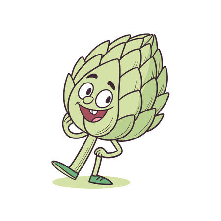 Adorable Artichoke Cartoon Characterのイラスト素材