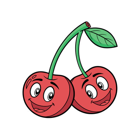 Cute Cheeky Cherry Cartoon Characterのイラスト素材