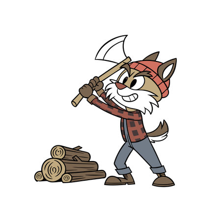 Creative Lloyd the Lumberjack Lynx Characterのイラスト素材