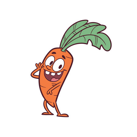 Cheerful Silly Carrot Character with Playful Expressionのイラスト素材