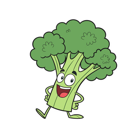 Delightful Cartoon Chinese Broccoli Character Designのイラスト素材