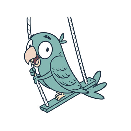Joyful Cartoon Dark Teal Parakeetのイラスト素材
