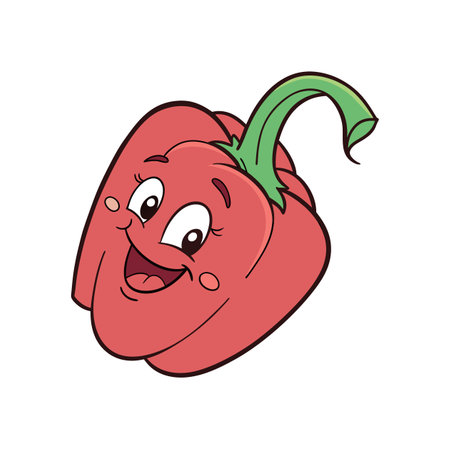 Charming Pimiento Cartoon Character Designのイラスト素材
