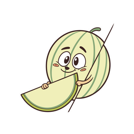 Adorable Honeydew Melon Cartoon Characterのイラスト素材