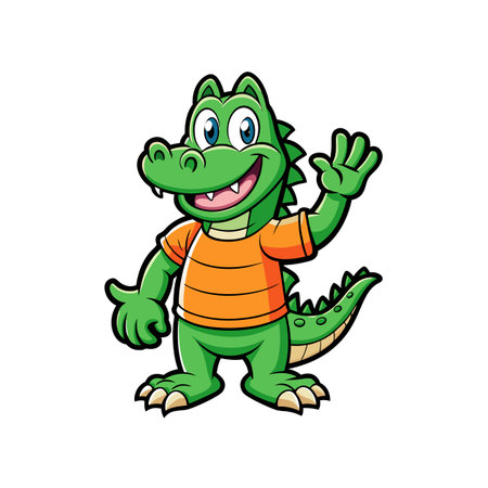 Charming Sketchy Alligator Character Designのイラスト素材