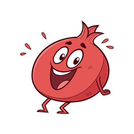 Happy Pomegranate Seed Cartoon Character Designのイラスト素材