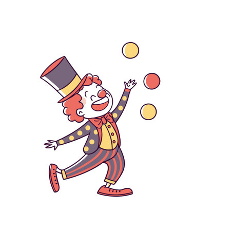 Illustrate Cheerful Vintage Circus Performer Characterのイラスト素材