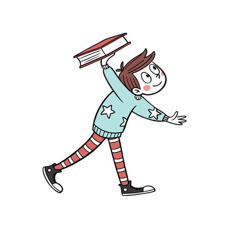 Playful Boy with Tuft of Hairのイラスト素材