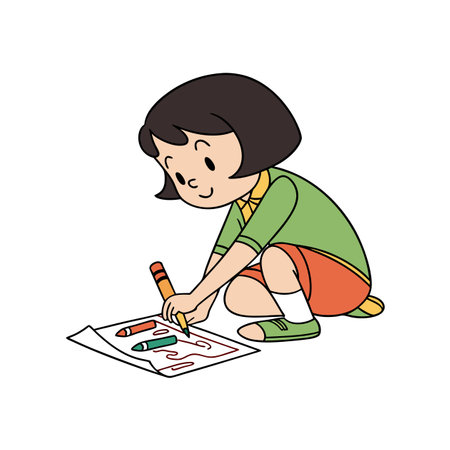 Delightful Girl with Short Hairのイラスト素材