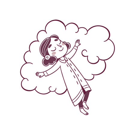 Girl Dreamily Floating in Fantasyのイラスト素材