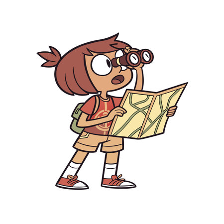 Adventurous Girl with Mapのイラスト素材