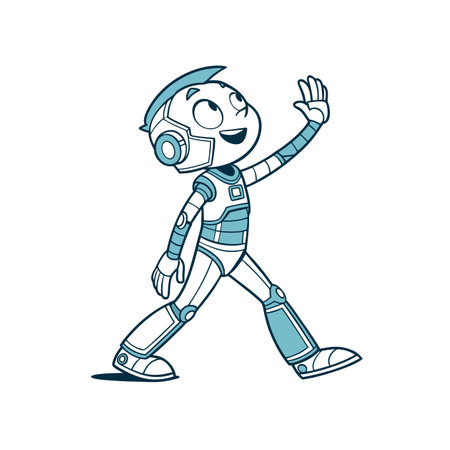 Cheerful Robotic Boy Showing Somethingのイラスト素材