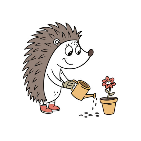 Cute Hedgehog with Gardening Potのイラスト素材