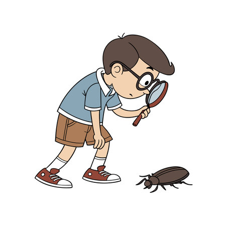 Joyful Boy with Magnifying Glass Inquiryのイラスト素材
