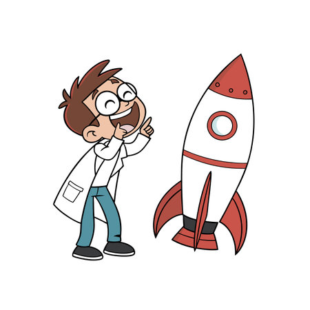 Playful Boy with Rocket Science Dreamsのイラスト素材