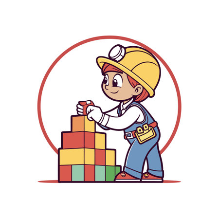 Inventive Builder Creating Structuresのイラスト素材