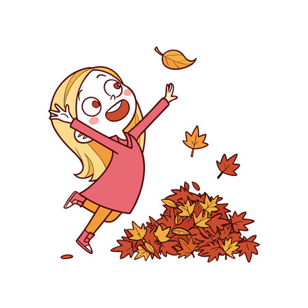 Delighted Cartoon Girl with Sparkling Eyesのイラスト素材