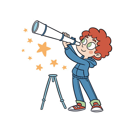 Joyful Cartoon Boy Exploring the Outdoorsのイラスト素材