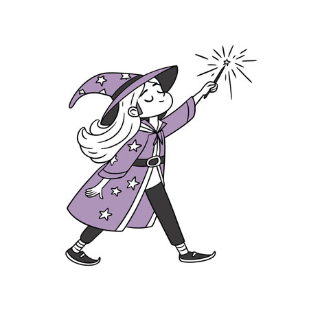 Lively Sorceress Girl in Actionのイラスト素材