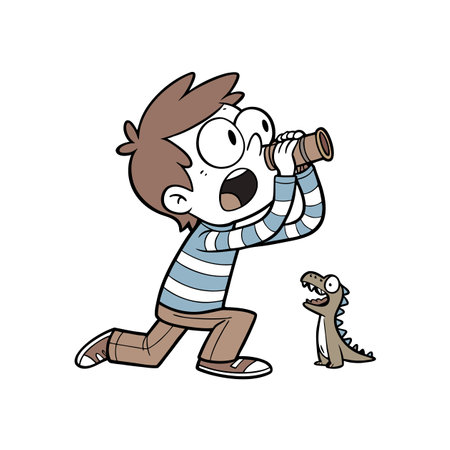 Delightful Surprised Boy Characterのイラスト素材