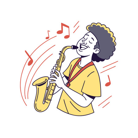 Cheerful Cartoon Musician in Actionのイラスト素材