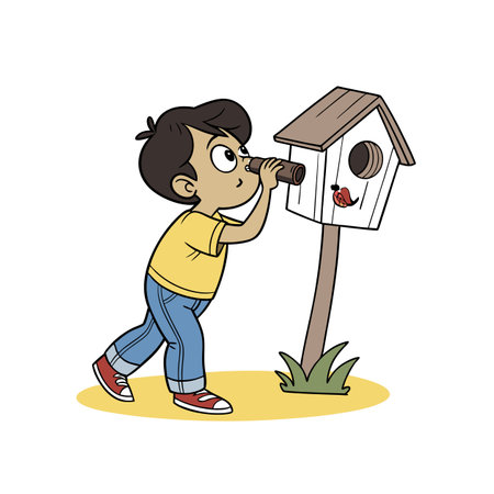 Curious Cartoon Boy with Spinning Topのイラスト素材