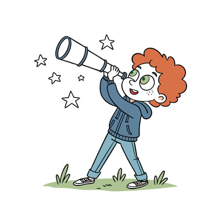 Curious Cartoon Boy Questioning the Worldのイラスト素材