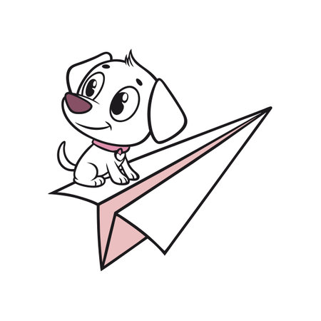 Stylized Paper Plane Puppy Cartoonのイラスト素材