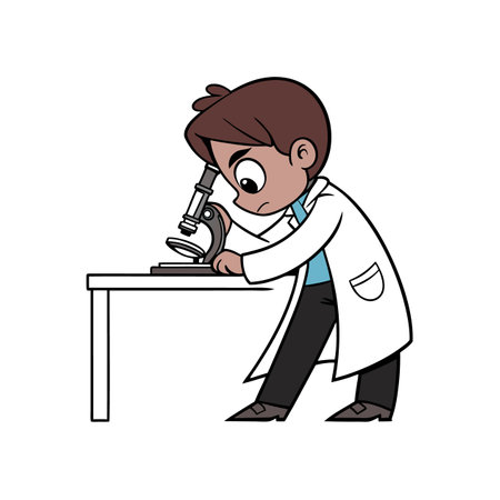 Thoughtful Boy Conducting Researchのイラスト素材