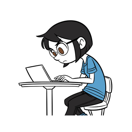 Creative Cartoon Girl Programmer with Ideasのイラスト素材