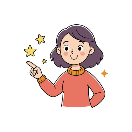 Pointing Girl Excited About Starsのイラスト素材